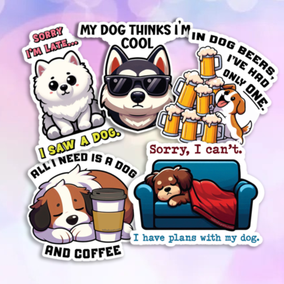 5-pack stickers: Dog Variety