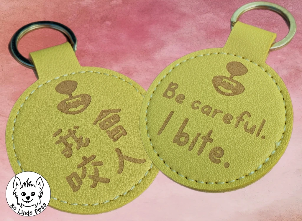 Pet Alert Tags (Be careful. I bite. 我會咬人, Light yellow)